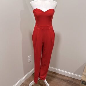 Express red strapless jumpsuit